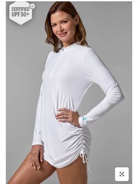 Coolibar White Long-Sleeve UPF Swim Cover Up